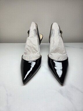Jessica Simpson Fiseha Black Patent Slingback Pointed Toe Pumps Size 6 NWOB